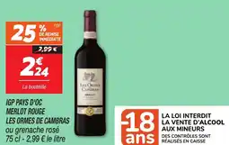 Netto Igp pays d'oc merlot rouge les ormes de cambras offre