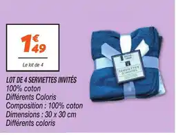 Netto Lot de 4 serviettes invités offre