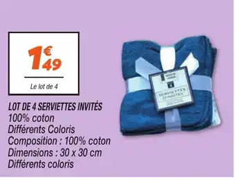 Netto Lot de 4 serviettes invités offre