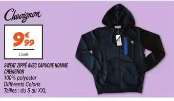 Netto CHEVIGNON Sweat zippé avec capuche homme offre