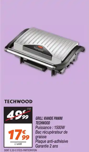 Netto TECHWOOD Grill viande panini offre