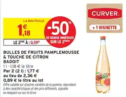 Intermarché Bulles de fruits pamplemousse & touche de citron badoit offre