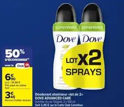 Carrefour Market DOVE ADVANCED CARE Déodorant atomiseur <<lot de 2>> offre