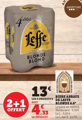 Hyper U Biere abbaye de leffe blonde 6.6° offre