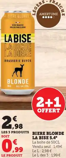 Hyper U Biere blonde la bise 5.4° offre