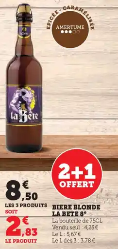 Hyper U Biere blonde la bete 8° offre