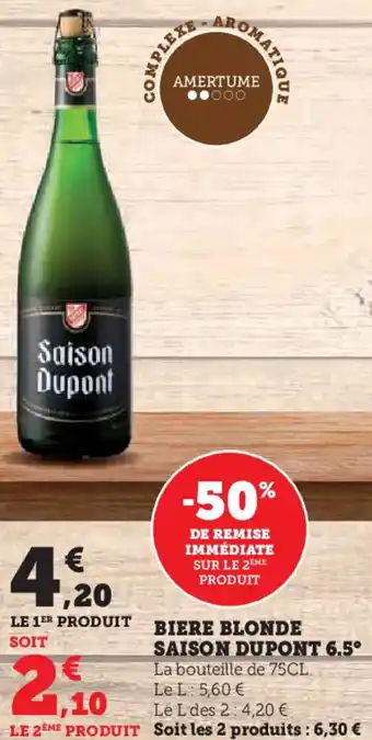 Hyper U Biere blonde saison dupont 6.5° offre