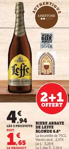 Hyper U Biere abbaye de leffe blonde 6.6° offre