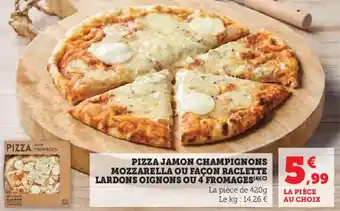 Hyper U Pizza jamon champignons mozzarella ou façon raclette lardons oignons ou 4 fromages offre