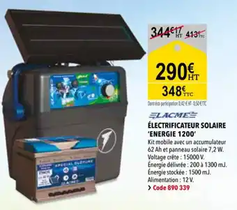 RAGT Jardin & Maison Électrificateur solaire 'energie 1200 offre