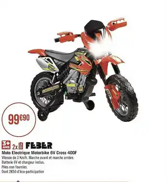 Géant Casino Moto Electrique Motorbike 6v Cross 400f Feber offre