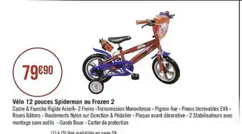 Géant Casino Vélo 12 Pouces Spiderman Ou Frozen 2 offre