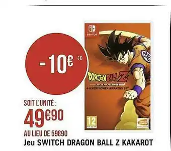 Géant Casino Jeu Switch Dragon Ball Z Kakarot offre