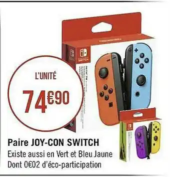 Géant Casino Paire Joy-con Switch offre