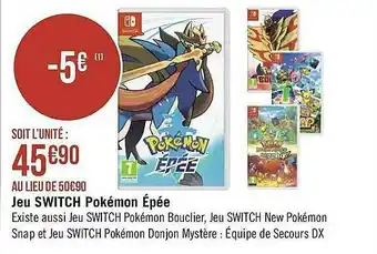 Géant Casino Jeu Switch Pokémon épée offre