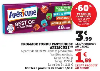 Maximarché Fromage fondu pasteurise apericube offre