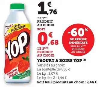 Maximarché Yaourt a boire yop offre