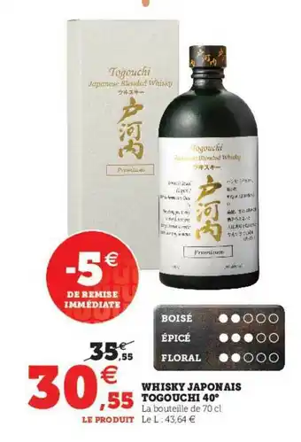 U Express Whisky Japonais Togouchi 40° offre