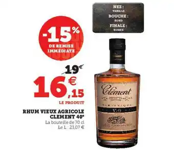 Rhum Vieux Agricole Clément 40°