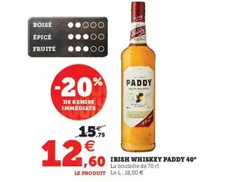 U Express Irish Whiskey Paddy 40° offre