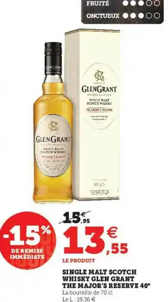 U Express Single Malt Scotch Whisky Glen Grant The Major's Reserve 40° offre