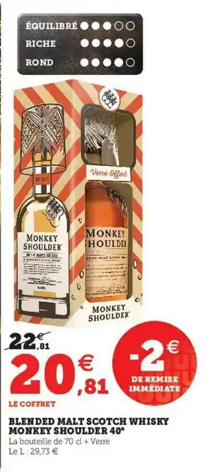 U Express Blended Malt Scotch Whisky Monkey Shoulder 40° offre