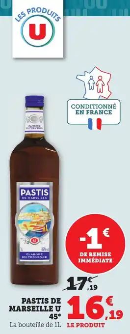 Maximarché Pastis de marseille U 45 offre