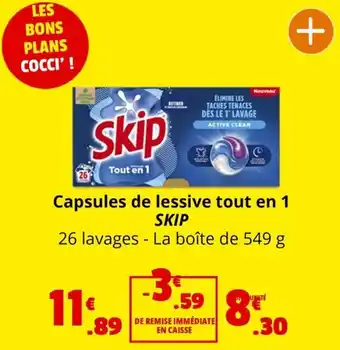 Coccinelle Express Capsules de lessive tout en 1 skip offre