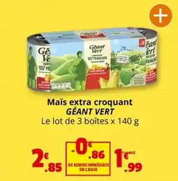 Coccinelle Express Maïs extra croquant GÉANT VERT offre