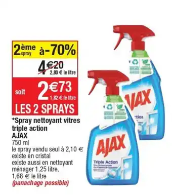 Cora x Carrefour Spray Nettoyant Vitres Triple Action Ajax offre