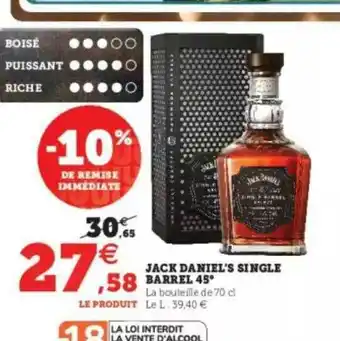 Super U Jack Daniel's Single Barrel 45° offre