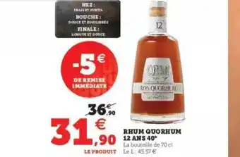 Super U Rhum Quorhum 12 Ans 40° offre
