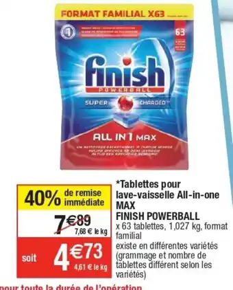 Tablettes Pour Lave-Vaisselle All-In-One Max Finish Powerball