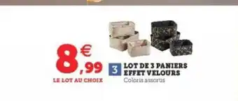 Lot De 3 Paniers Effet Velours