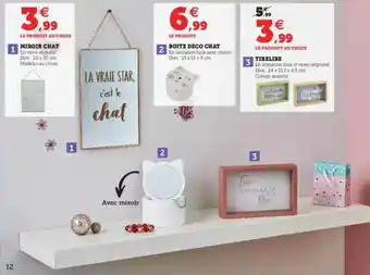 Super U Miroir Chat, Boîte Déco Chat, Tirelire offre