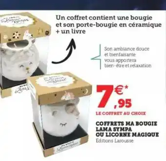 Super U Coffrets Ma Bougie Lama Sympa Ou Licorne Magique offre
