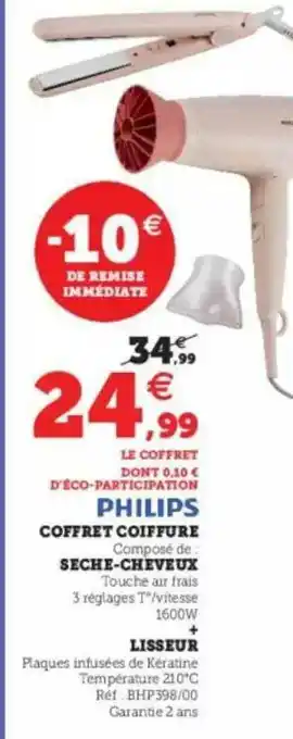 Super U Coffret Coiffure Sèche-cheveux + Lisseur Philips offre