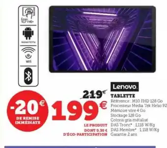 Super U Tablette Lenovo offre
