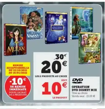 Super U Opération Dvd Disney Mix offre
