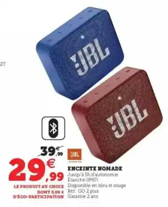 Super U Enceinte Nomade Jbl offre