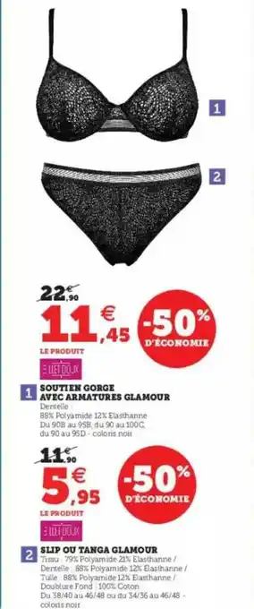 Soutien Gorge Avec Armatures Glamoumr, Slip Ou Tanga Glamour