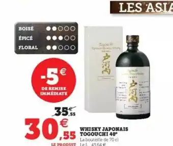 Super U Whisky Japonais Togouchi 40° offre