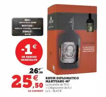 Super U Rhum Diplomatico Mantuano 40° offre