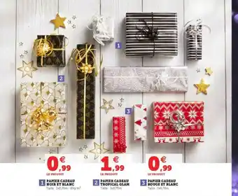 Super U Papier Cadeau Noir Et Blanc, Papier Cadeau Tropical Glam, Papier Cadeau Rouge Et Blanc offre