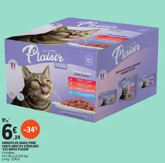 E.Leclerc "LES REPAS PLAISIR" Emincés en sauce pour chats adultes stérilisés offre