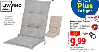 Lidl LIVARNO HOME Coussin pour fauteuil de jardin offre