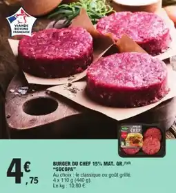 E.Leclerc "SOCOPA" Burger du chef 15% mat. gr. offre