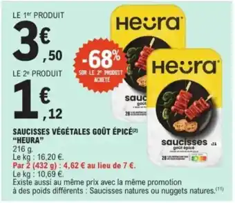 E.Leclerc "HEURA" Saucisses végétales goût épicé offre