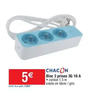 Cora x Carrefour Bloc 3 Prises 3G 16 A offre