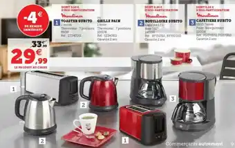 Super U Toaster Subito Ou Grille Plain, Bouilloire Subito, Cafetière Subito Moulinex offre